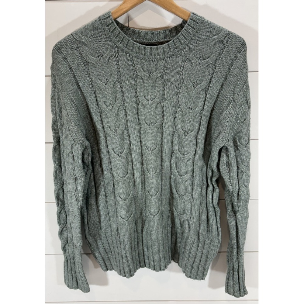 Light Mint Green Banana Republic Cable Knit Women's Sweater Size M Classic Fall